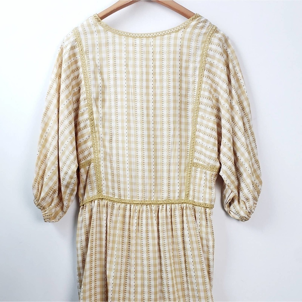 NEW! MAX STUDIO Gingham Puff Sleeve Peasant Dress L - Picture 6 of 8